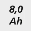 The image displays the text "8,0 Ah" on a light gray background. Anteprima dell’immagine prodotto