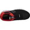 A top-down view of a black and red safety shoe. Produktbild-Vorschau