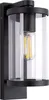 A black outdoor wall light with a clear glass cylinder and an exposed filament bulb. Produktbild-Vorschau