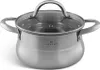 A stainless steel pot with a glass lid and two handles, shown on a white background. Náhled obrázku produktu