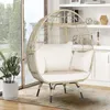 COSTWAY Chaise longue de jardin en osier avec 4 coussins, Voir les images du produit 1