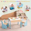 COSTWAY 3-delige kinderset van hout, kinderstoel met 2 Productafbeelding-voorbeeld 6