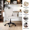 A collage of images showing a white corduroy office chair in a home office setting, with smaller circular images depicting different room settings (living room, bedroom, dining room, home office). Náhľad obrázku produktu