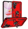 A red and black phone case with a ring holder is displayed from multiple angles. Produktbild-Vorschau