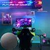 A person is playing a video game at a gaming desk with LED lighting. Produktbild-Vorschau