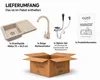 Granitspüle 76x44 cm mit Beige Armatur – Küchenspüle aus Produktbild-Vorschau 5