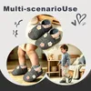 YALION Krabbelschuh Leder grau Blume Motiv Lauflernschuhe Produktbild-Vorschau 4