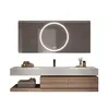 A modern bathroom vanity with a sink, mirror, and storage. Anteprima dell’immagine prodotto