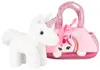 A white plush unicorn toy is placed next to a pink plush handbag with a unicorn design. Náhľad obrázku produktu