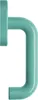 A close-up studio shot of a teal-colored door handle. Produktbild-Vorschau