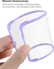A hand holding a clear phone case with a purple border. Produktbild-Vorschau