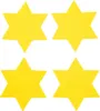 Four yellow star-shaped felt coasters are arranged in a two-by-two grid on a white background. Produktbild-Vorschau