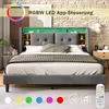 160*200CM Polsterbett Doppelbett Stauraum-Kopfteil Bett mit Produktbild-Vorschau 7