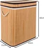 A bamboo laundry basket with dimensions indicated. Produktbild-Vorschau