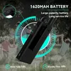 People in a park setting with a walkie-talkie in the foreground, highlighting battery life and usage time. Produktbild-Vorschau