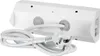 The back of a white power strip with a white power cord and plug. Produktbild-Vorschau