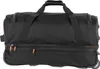 A black rolling duffel bag with orange accents. Produktbild-Vorschau
