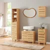A bathroom scene featuring bamboo furniture, a sink, and a bathtub. Podgląd zdjęcia produktu