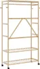 vidaXL Kledingrek met planken en wielen, 110x40x180 cm, Productafbeelding-voorbeeld 4