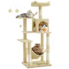 A multi-level cat tree with three cats on it, set against a white background. Náhled obrázku produktu