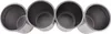 A top-down view of four silver shot glasses lined up next to each other. Produktbild-Vorschau