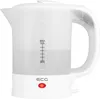 A white electric kettle with water inside, shown on a white background. Voir les images du produit