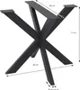 A black metal table leg base with dimensions indicated. Podgląd zdjęcia produktu