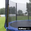 A close-up view of a trampoline with a safety net in an outdoor setting. Produktbild-Vorschau