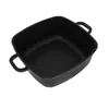 A square black pot with speckled gray texture and two handles, isolated on a white background. Produktbild-Vorschau