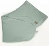 A folded light green waffle-weave fabric item with a wooden button closure. Produktbild-Vorschau
