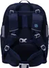 The back view of a dark blue backpack. Produktbild-Vorschau