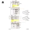A diagram with dimensions for a white cabinet with sliding doors and shelves. Anteprima dell’immagine prodotto