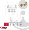 A technical drawing of a pipe fitting with a dimension table and a small inset image of the fitting's components. Podgląd zdjęcia produktu