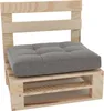 A wooden pallet chair with a gray cushion, shown against a white background. Produktbild-Vorschau