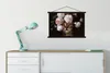 MuchoWow® Textilposter Katze - Blumen - Kunst 90x60 cm mit Produktbild-Vorschau 3