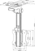 A technical drawing of a ceiling mount for a flat panel display, showing dimensions. Produktbild-Vorschau