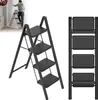 A person using a step ladder in a room and a separate image of a folded step ladder. Náhľad obrázku produktu