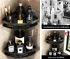 A collage showing two different bathroom shelf setups, one with toiletries and toothbrushes, and another with perfume bottles. The top right image shows a cluttered shelf with various bottles and products. Náhľad obrázku produktu