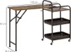 HOMCOM HOMCOM Küchenwagen - 2 Tabletts - Schwarz/Braun - Produktbild-Vorschau 3