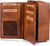 An open brown leather wallet is displayed against a white background, showing its internal compartments. Náhľad obrázku produktu