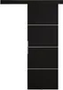 A black sliding door with silver accents is shown against a white background. Produktbild-Vorschau