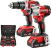A set of power tools, including a drill and an impact driver, along with a carrying case containing additional tools and batteries. Produktbild-Vorschau