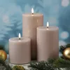 LED Stumpenkerze MIA - Echtwachs - realistische 3D Flamme - H: 20cm - D: 10cm - altrosa Produktbild-Vorschau
