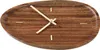 A wooden clock with gold hands and markers on a white background. Voir les images du produit