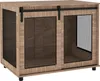 A dog crate furniture piece with sliding doors and mesh panels. Produktbild-Vorschau