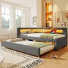 A bedroom with a daybed and a pull-out trundle bed, featuring LED lighting. Podgląd zdjęcia produktu