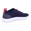 A side view of a blue and red sneaker with a white sole. Produktbild-Vorschau