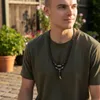 Naszyjnik męski skórzano-drewniany z wisiorkiem w kształcie Podgląd zdjęcia produktu 7