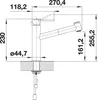 Technical drawing of a faucet with dimensions. Produktbild-Vorschau