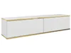 A white TV cabinet with gold trim against a white background. Produktbild-Vorschau